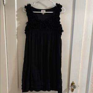 Black Sleeveless Dress with Ruffle Details